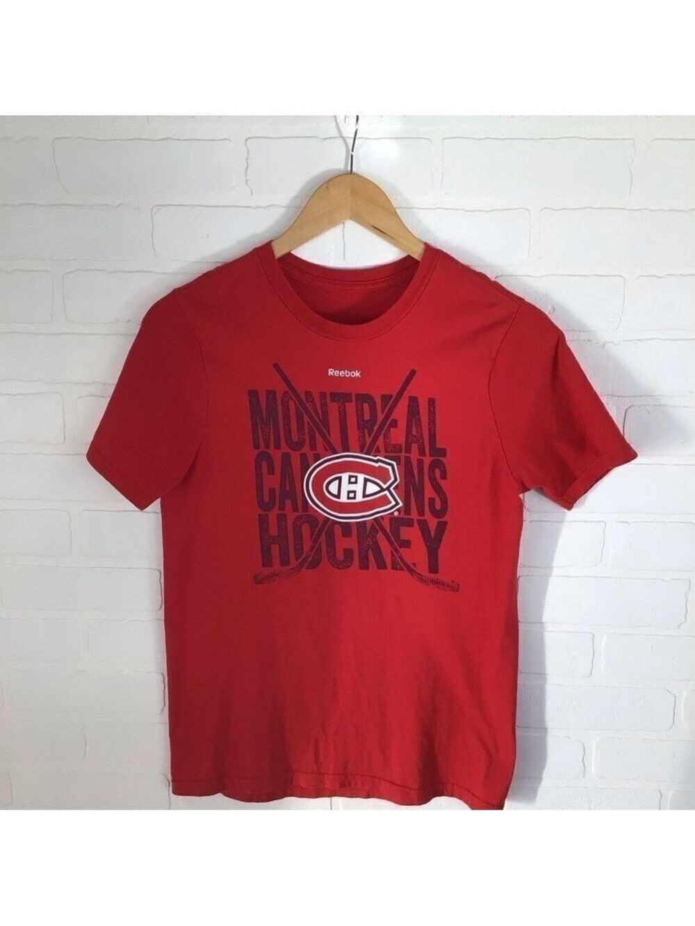 REEBOK Canadiens Montreal red t-shirt youth Large 14/16 teenager 100% coton